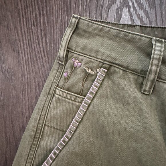 Scotch & Soda The Pip Utility Chino Military Green with flower embroidery 26/32 - Picture 4 of 15